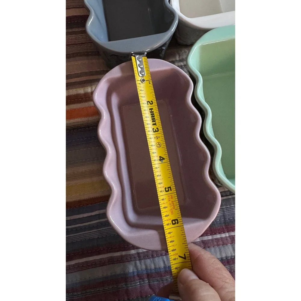 Temp-tations by Tara Mini Loaf Pans Set 4 Christmas Tree Scalloped 12oz Pastel